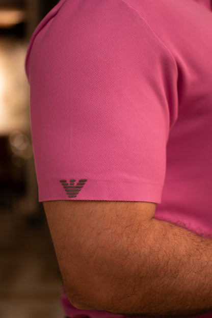 ITALIAN TEXTURED STITCHLESS POLO SHIRT LVPS-07 PINK