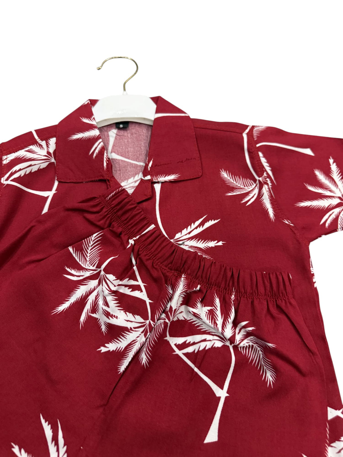 KID'S PREMIUM SUMMER STONE LILEN  MAROON PALM TRACKSUIT FOR BOY & GIRL